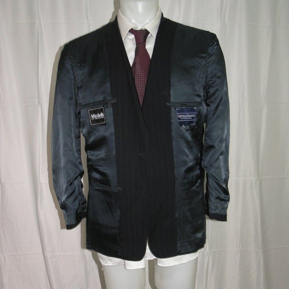 Gieves & Hawkes Henry Vintage Dark Blue Striped Two Button Suit 42R - Picture 9 of 13